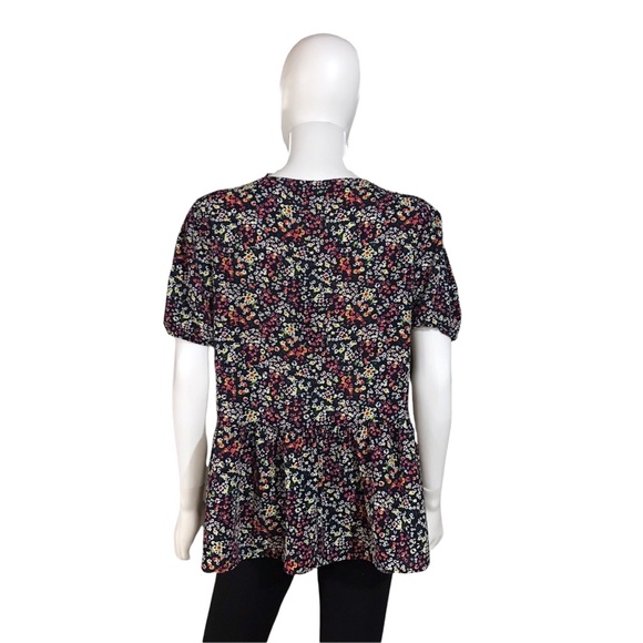 W5 Black Floral Peplum Top - Picture 5 of 7